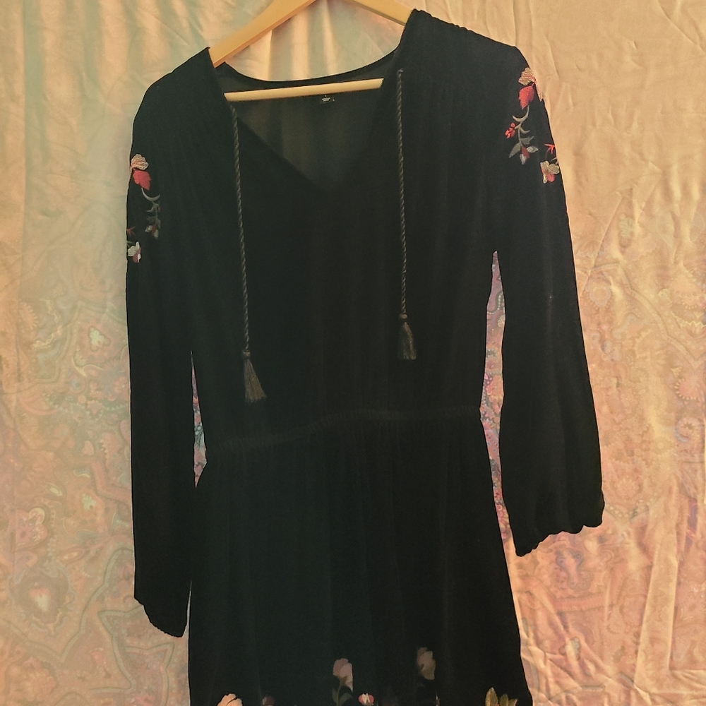 Velvet embroidered dress